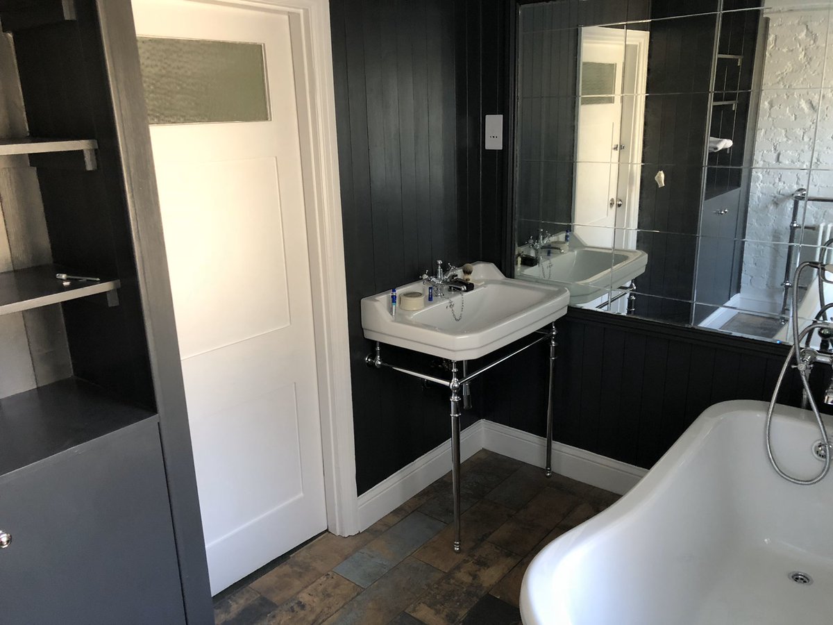 PidgeonLtd's tweet photo. bathroom refurbishment in Woodford, natural materials and painted brickwork finish! https://t.co/cYBc71f0bs