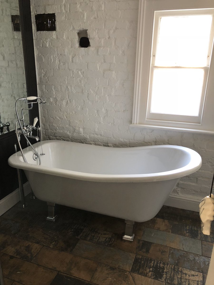 PidgeonLtd's tweet photo. bathroom refurbishment in Woodford, natural materials and painted brickwork finish! https://t.co/cYBc71f0bs