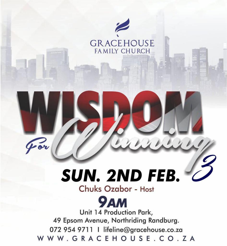 IamPreshGlobal's tweet photo. Join us tomorrow at @gracehousetwit aka @goshen as our senior pastor @chuksozabor shares #WisdomForWinning3 .The celebration service starts at 9am sharp. Be part of innovators for the #NewDecade.
#AWinnerForLife
#IMustWin 
#40DaysOfFavor
#MyYearOfRest 
#2020MyYearOfTheWealthy https://t.co/89slG1HbnQ