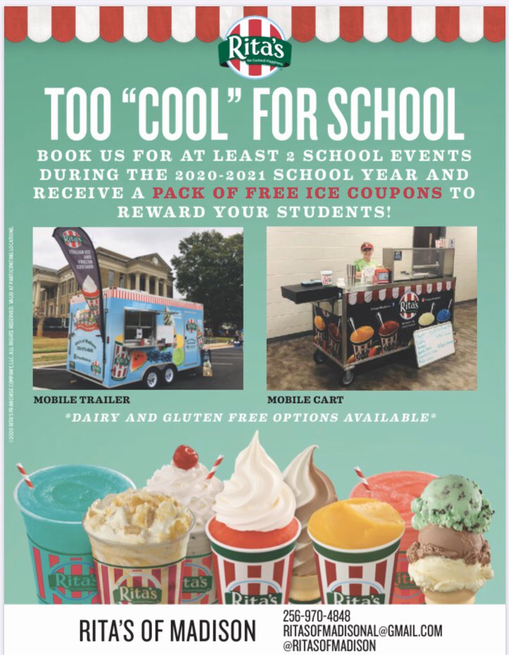 RitasofMadison's tweet photo. Looking for a way to raise funds for your school? We have some new ideas for the 2020-2021 school year! Check it out! #2020vision  #ritasofmadison https://t.co/9BxCBBLOtU
