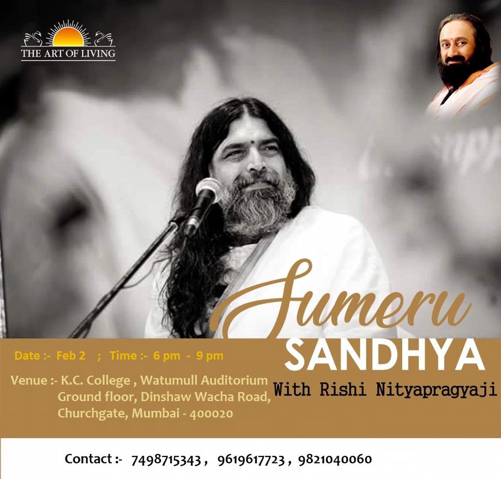 AOLMum's tweet photo. Join the celebrations to experience blissful music, deep meditation and practical wisdom. An evening not to be missed !!! @Rishiji
#sumerusandhya #artofliving #Mumbai https://t.co/1coYgQbqgJ