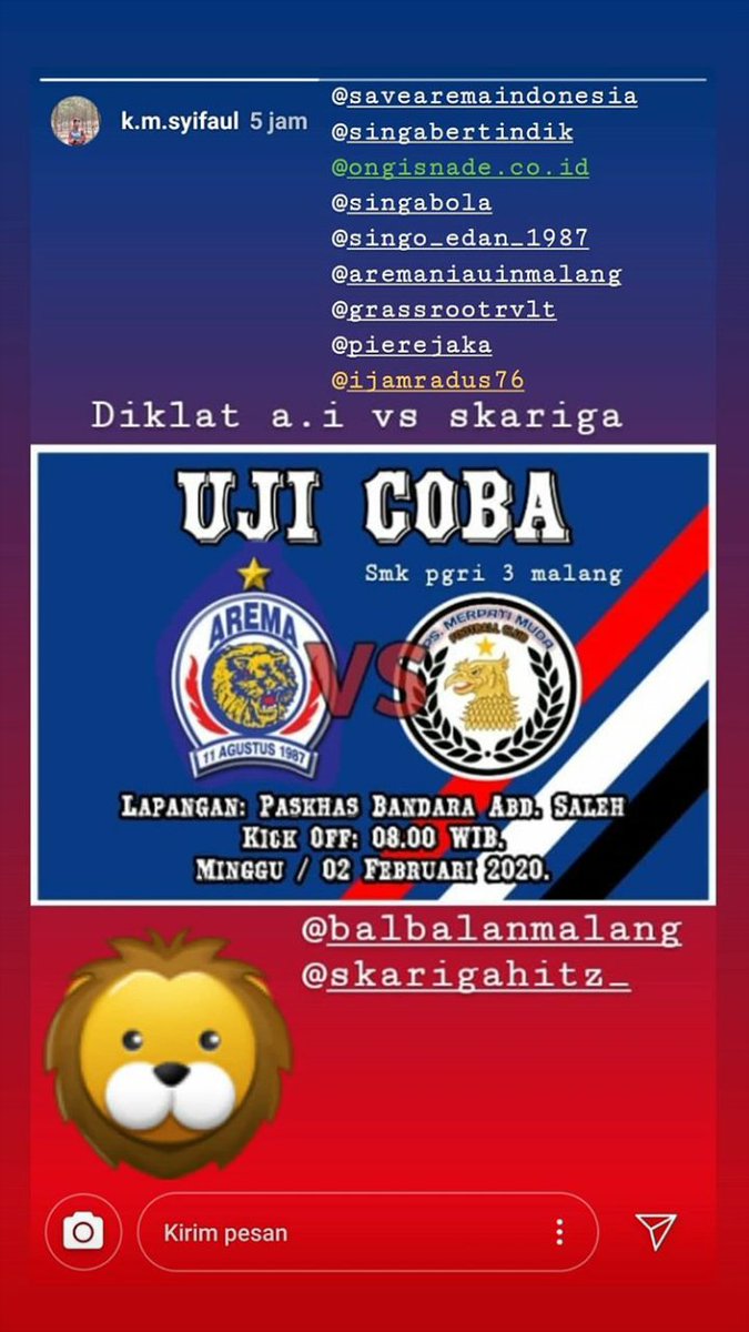 Yokk Gasss..
Kawal singa mudaa

<a href="/THIS_IS_AREMA/">GRASSROOT REVOLT</a> <a href="/AremaMalangID/">AREMA INDONESIA</a>