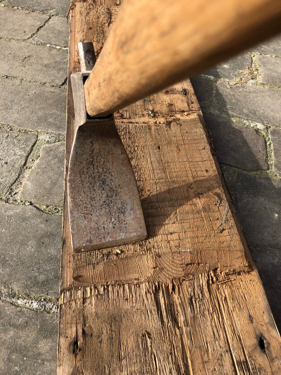 The Adze, once a favoured tool of joiners &amp; carpenters but seems to be little used today. The timbers seen in the photographs formed part of a roof constructed c.1680, the cutting blade on the adze seen fits almost identically the marks cut into the boards around 340 years ago...