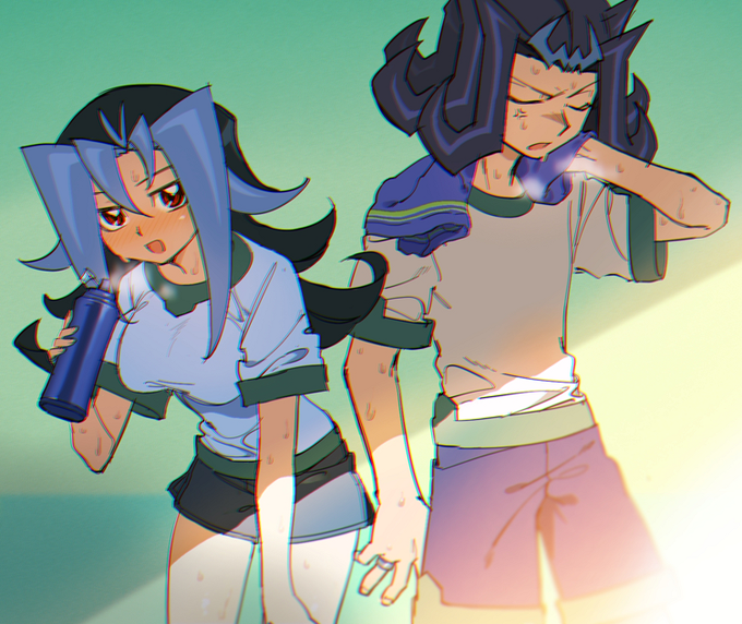 体操服のデザイン(特に色)が合ってるのか微妙な神代兄妹絵をば 