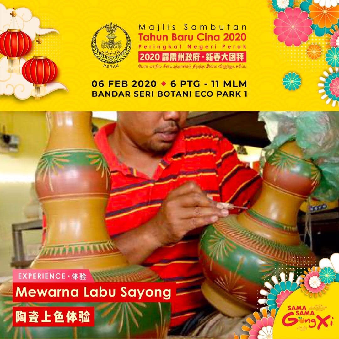 【Majlis Sambutan Tahun Baru Cina 2020 Peringkat Negeri Perak】

Jom raikan bersama perayaan ini pada 6hb Februari (Khamis), 6 petang hingga 11 malam, di Eco Park 1, Bandar Seri Botani, Ipoh, anjuran Kerajaan Negeri Perak.