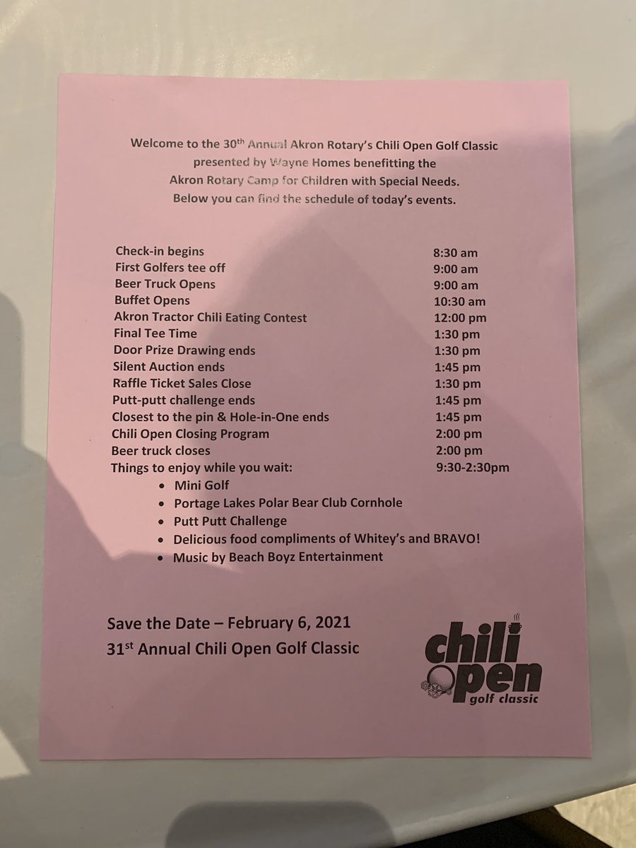 Here is the schedule for today’s events! We can’t wait to see everyone. #AKRCO2020 #30yrsofgreatness #akronchiliopen