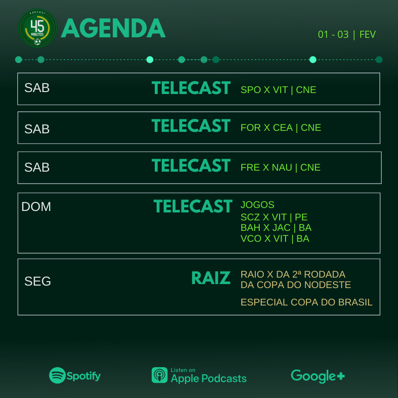 Podcast45's tweet photo. Noite de rodada tripla de #Telecasts. Cobertura intensa da @CopaDoNordeste com:
🎙️@Cassito_Z, @c_ishigami, @FredFigueiroa, @jdeandradeneto, @Joao_PPereira, @julianalisboa, @lucasliausu, @rodolphomn, @ThiagoMinhoca e @vitorvillar
🎚️: @DiBorges9, @RafaEstevam25 e @carvalho_32k https://t.co/dsBv8zP7Ka