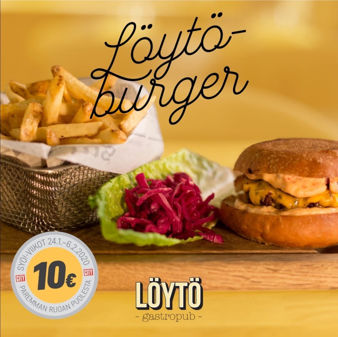 Love_Turku's tweet photo. Gastropub Löytö: SYÖ! -viikot ovat myös Löydössä Ja ne kestää 6.2 saakka.
10€ per annos, kuinka mahtavaa!
Annoksina meillä on:
Löytöburger 🍔🍟
Broilersalaatti 🐥🥗
Löydät meidät Juseliuksentalon kellarista!
#gastropublöytö #syöturku #ravantit #vanhasuurtori #love_turku https://t.co/8L1FqU1yMf