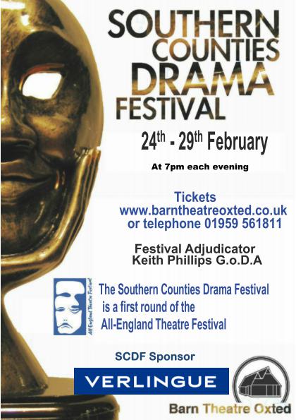 We are gearing up for a great Southern Counties Drama Festival when 15 adult and junior groups perform one-act plays and compete to go on to the next round. Do come and support them.
24/02 – 29/02 scdfatbarn@btinternet.com
01959561811 barntheatreoxted.co.uk/scdf.html  #BarnOxted