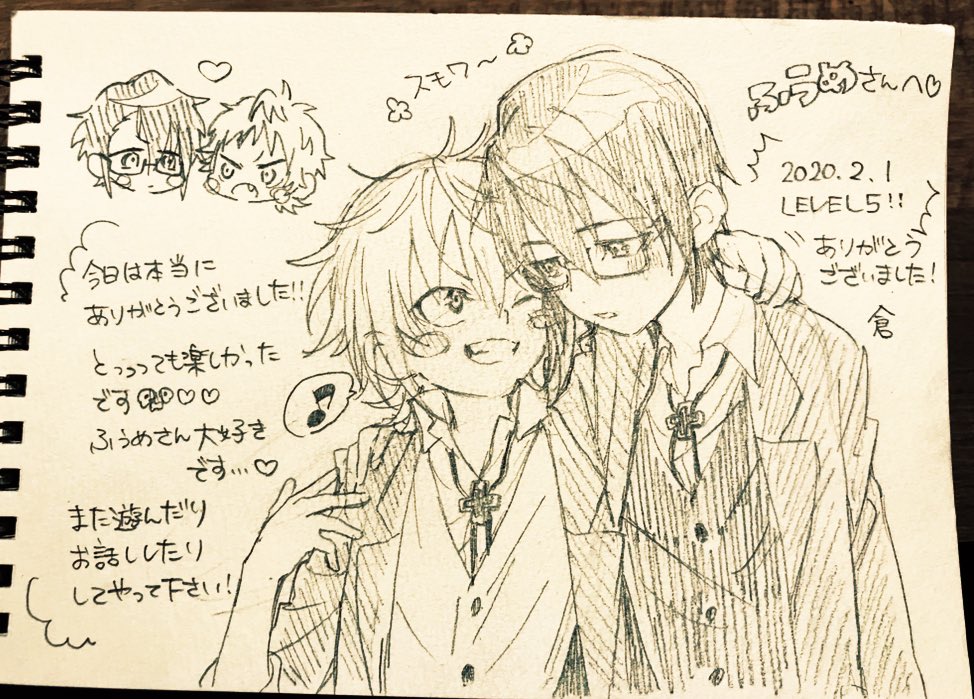 倉さん【@9ra_k 】とlevel5finalしてきたし、中学猿美描いてもらったし今日もう一生終わるな 