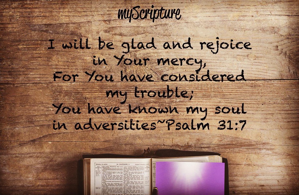 HunterTechEnt's tweet photo. Psalm 31:7
#myScripture #biblestudytools #biblejournaling #Bible https://t.co/ett2jtXv0L