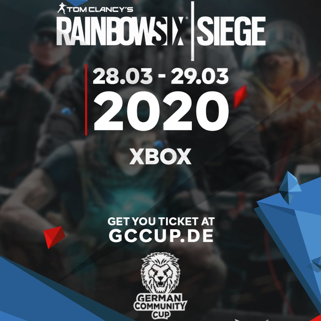 🚨 R6S German Community Series
16/16 XBOX TEAMS SIND GEFUNDEN❗️

Dazu gibt es eine Preispool Erhöhung auf 
💰💰💰💰 4000€ 💰💰💰💰

Besucht uns am 28.-29. März in Selters
🎟🎟🎟🎟🎟 gccup.de/turnier/94

powered by: <a href="/RainbowSixDE/">Rainbow Six Siege DE</a> @gaimx_germany <a href="/Floatinggrip/">FLOATING GRIP®</a> <a href="/MAJORFYDE/">MAJORFY</a>