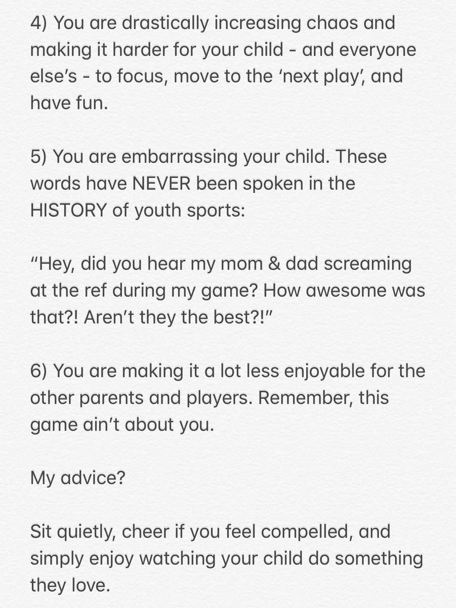 Having been involved in youth sports as a player, coach, and parent - I recognize how well intended, but severely misguided, many parents are.

Their behavior is taking the fun out of the game and we are seeing kids drop out of sports at an alarming rate.

Please read ❤️🏀