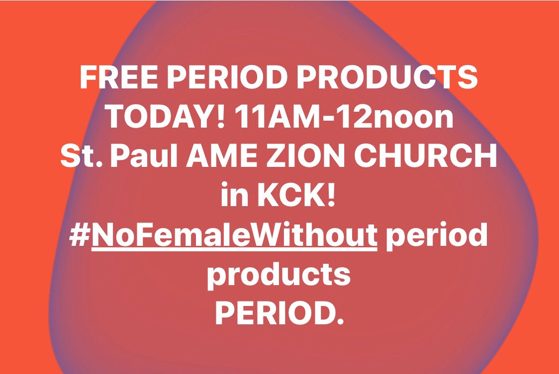 givehopehelp's tweet photo. We believe #NoFemaleWithout period products must become a reality PERIOD.
FREE PERIOD PRODUCTS FOR THOSE IN NEED!
IT’S HAPPENING FOR THE FIRST TIME TODAY from 11AM-12 NOON:
The LAUNCH OF THE ST. Paul AME Zion Church PERIOD PANTRY Sponsored by @givehopehelp! @fox4kc @PeriodPal https://t.co/6EJbobDNO0