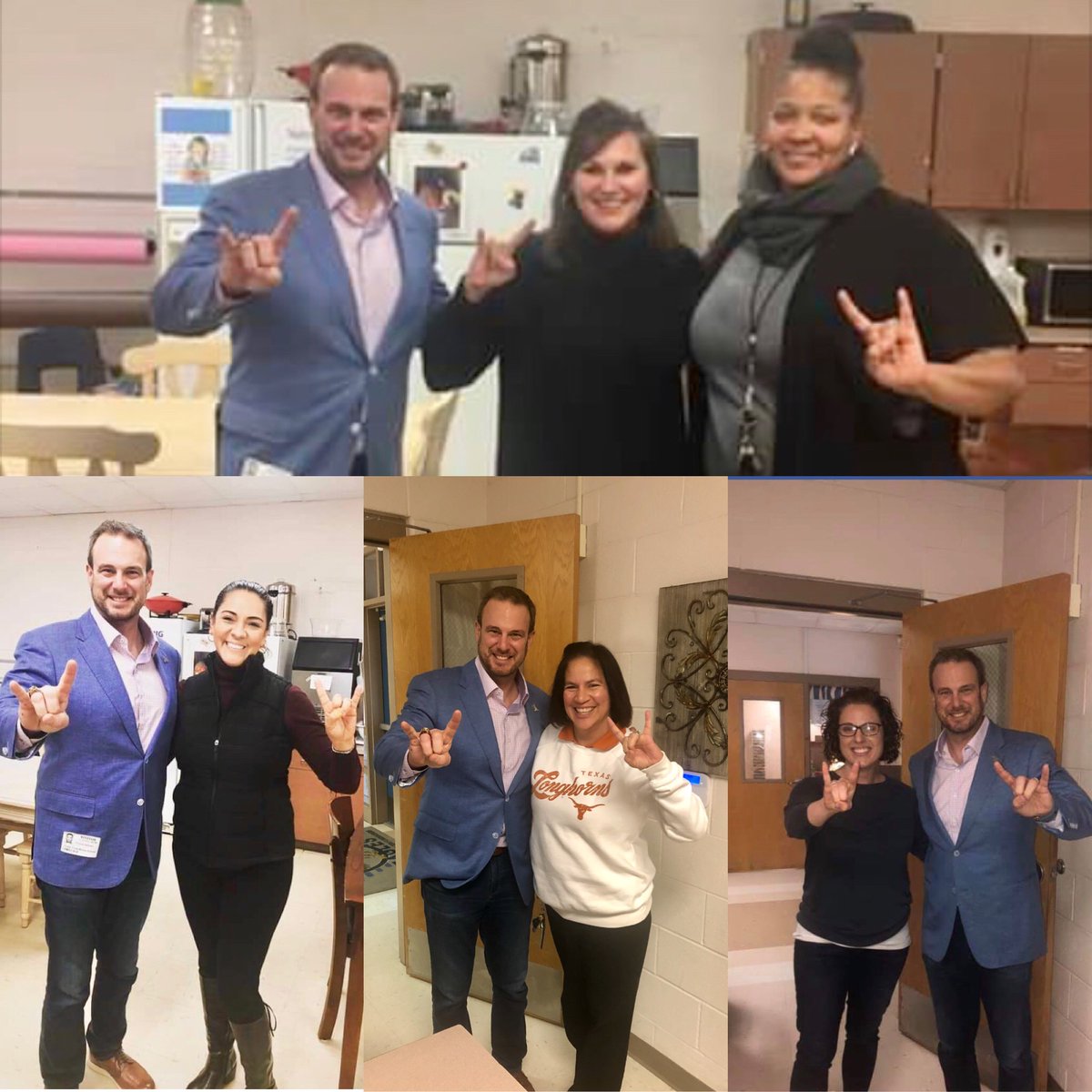 ElissaQAdams's tweet photo. Tom Herman posses with CCMS staff and fans! https://t.co/DzlX437cUS