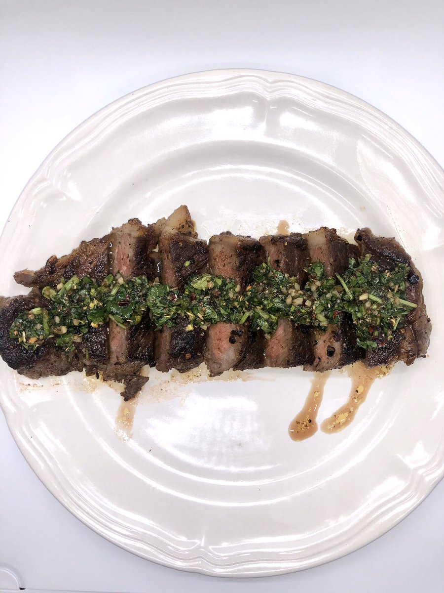 Final product from yesterday's test kitchen run: Leftover's take on a Brazilian strip steak topped with fresh homemade chimicurri with our special twist 😉👌🏽