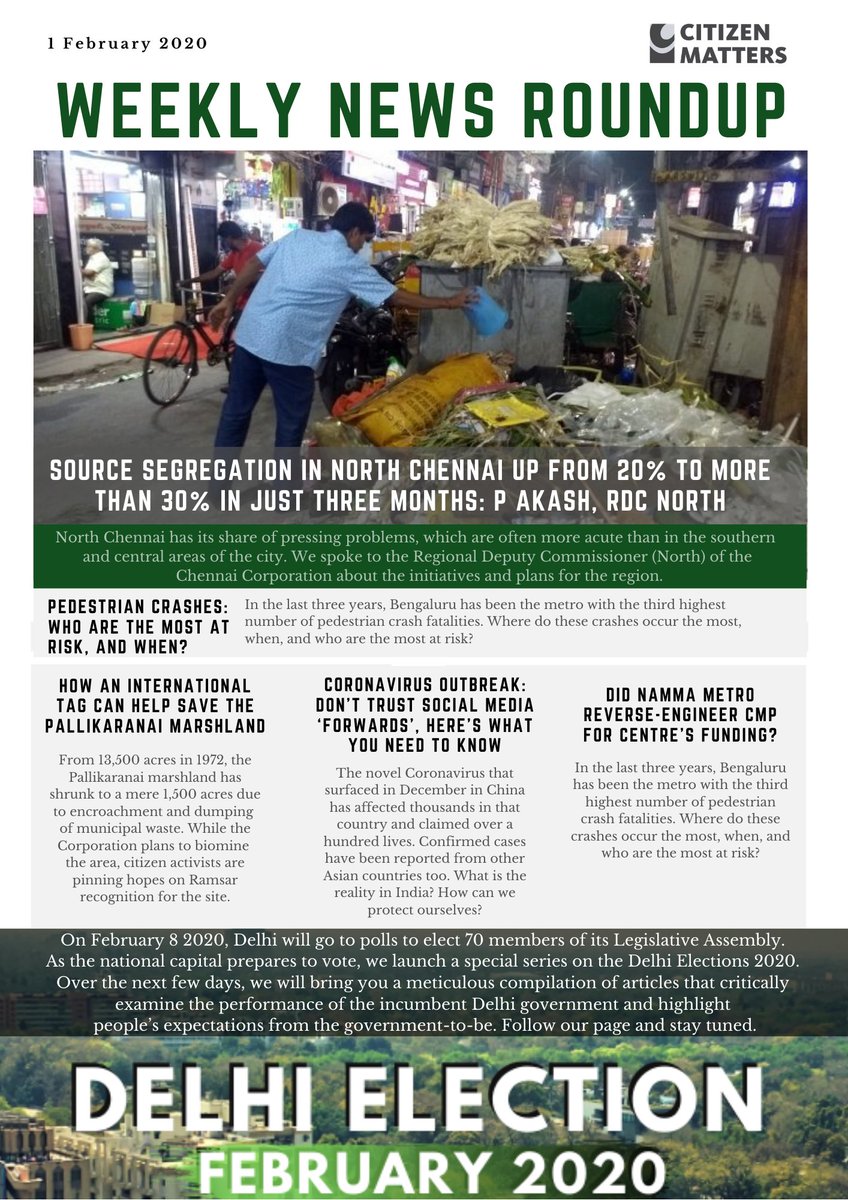 Here's our weekly news roundup! On #WorldWetlandsDay read @plaasya's story on how an international tag can help save the Pallikaranai marshland. Read our reports on CMP's validity & AAP govt's promises by  @siddhantkalra & @vkpushkarna. Read more here 👉 http://r.oorvanifoundationmailer.com/ad41l1oaidt7e.html?t=1580534513