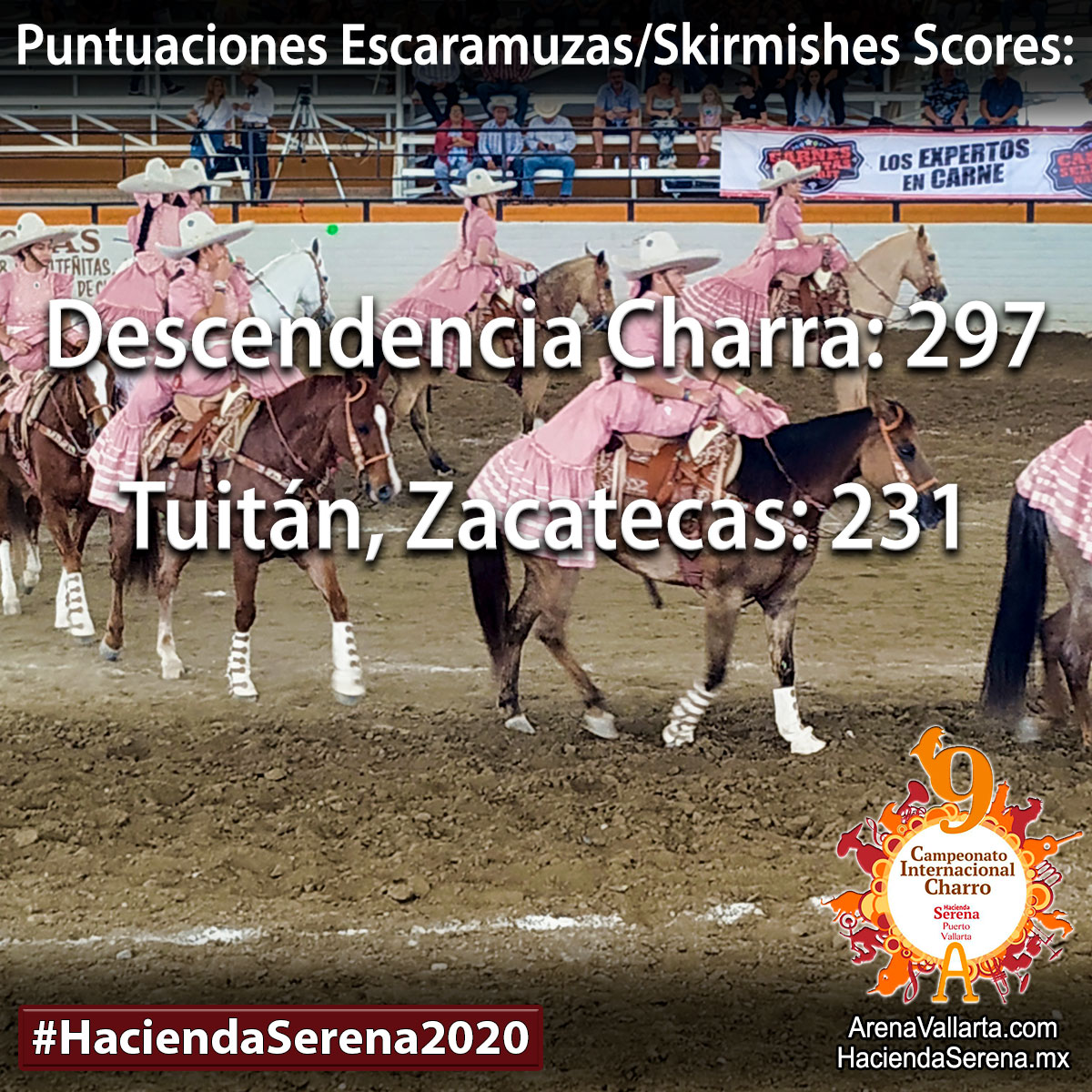 Puntuaciones Escaramuzas/Skirmish Scores

Ver TABLA COMPLETA en 👉🏻 bit.ly/HaciendaSerena…

See FULL SCORES TABLE 👉🏻 bit.ly/HaciendaSerena…

#HaciendaSerena2020 #ArenaVallarta2020 #HaciendaSerenaPV #ArenaVallarta #PuertoVallarta #Charrería #Charros #Escaramuzas #Skirmishes
