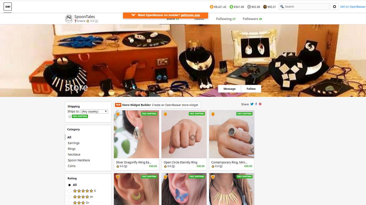 SpoonTales's tweet photo. Check out our unique jewelry Store at https://t.co/1lYlfifJrm @openbazaar #cryptocurrency #bitcoin #crypto #blockchain #btc #bitcoinmining #cryptotrading #business #Litecoin #zcash #BCH https://t.co/F4xEB2ChD5