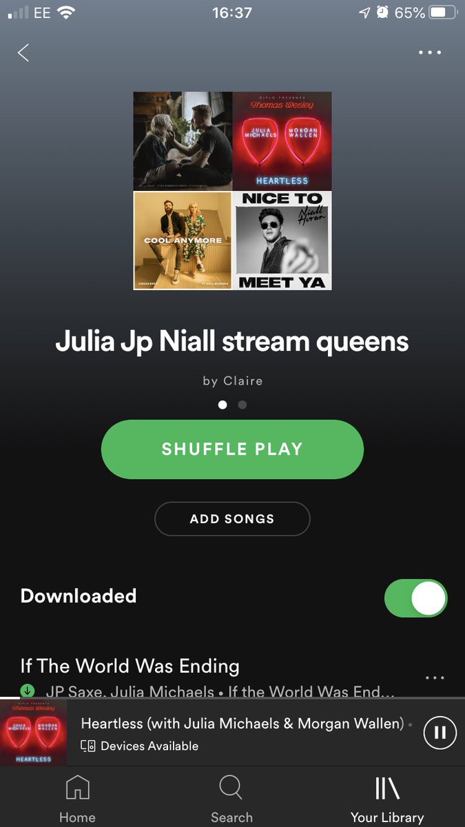 Huliasgem's tweet photo. Finally got my own Spotify just so I can stream @juliamichaels as much as I like. #StreamHeartless & #STREAMITWWE https://t.co/Vc9OqYJJ9o