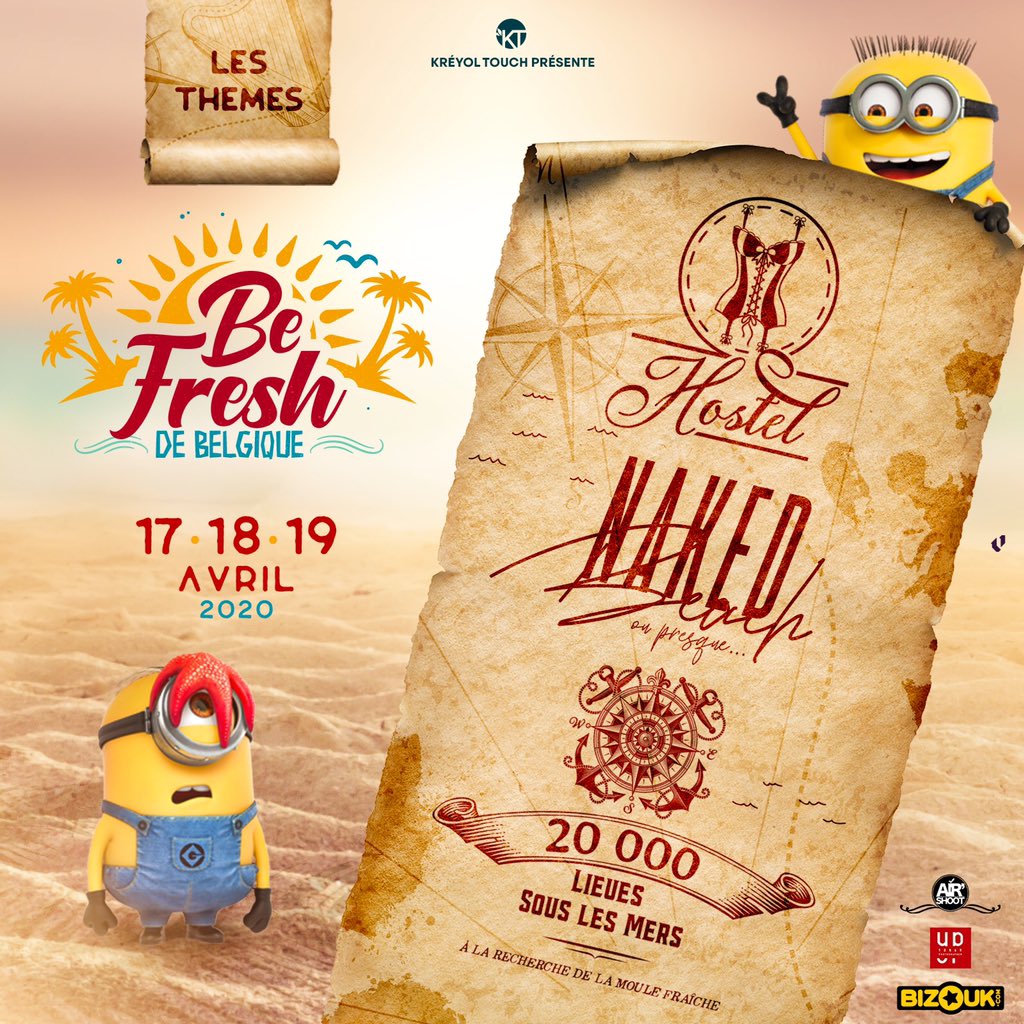 KREYOLTOUCH_'s tweet photo. Be Fresheurs, Be Fresheuses...Belgique Pour dormir? Jamais!...🌟3 Jours...🌟5 Events...🌟3 Thèmes...#BEFRESHTAVIE

🔵HOSTEL: Du sale ou Tchi Tchi
⚫20000 LIEUES SOUS LES MERS: À la recherche de la Moule Fraîche
🔴NAKED BEACH: Où presque...

Plus d'infos: https://t.co/IpBpnr5xpE https://t.co/YQdHIhcbA6