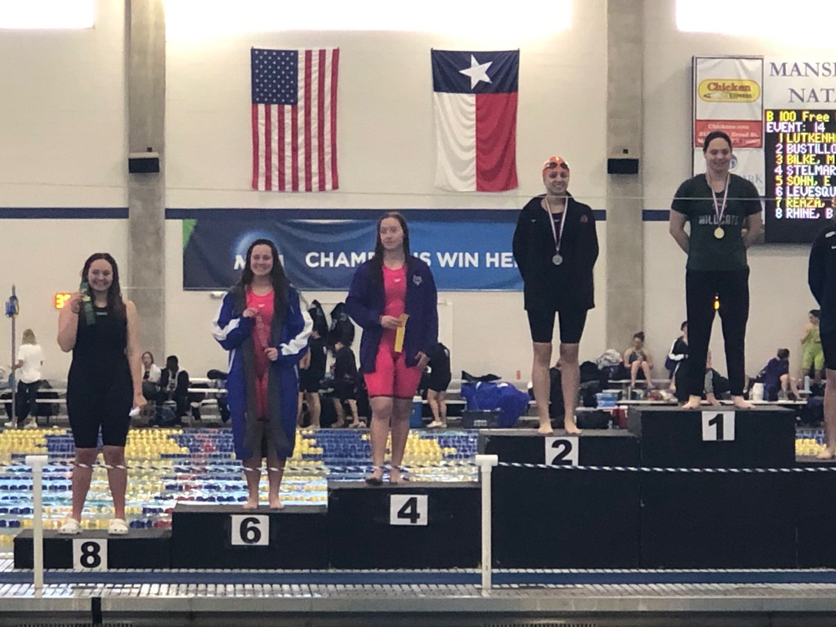 MidlothianSwim's tweet image. Alyssa Steinfeldt on the podium for MHS! 6th in the Region in the 100 Fly!