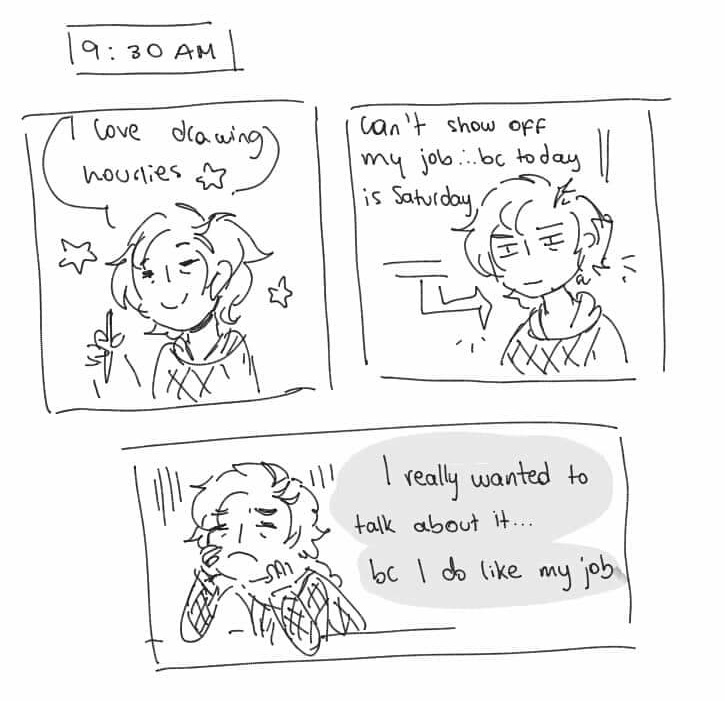 the year i have a studio job... hourly comic day is on a weekend
#hourlycomicday #HourlyComicsDay #hourlycomicday2020