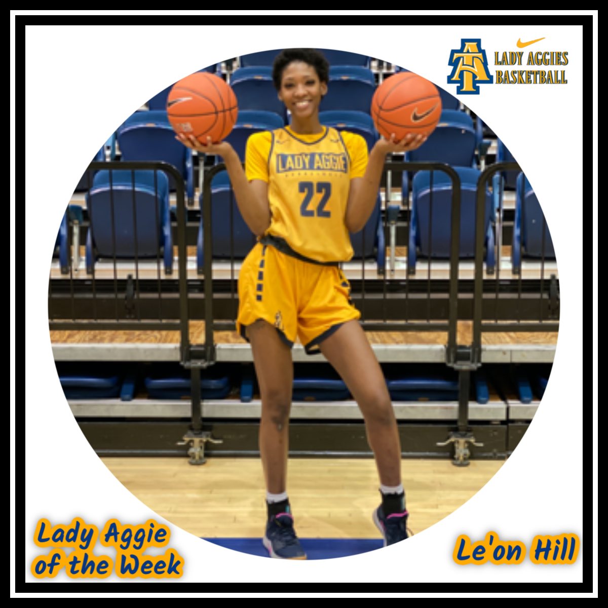 LadyAggieBall's tweet photo. Congratulations to Lady Aggie of the Week @Kween_Bey! Keep up the great work . #Commit2Grit #StartToFinish #LadyAggieOfTheWeek https://t.co/Qg4T1EHbaD