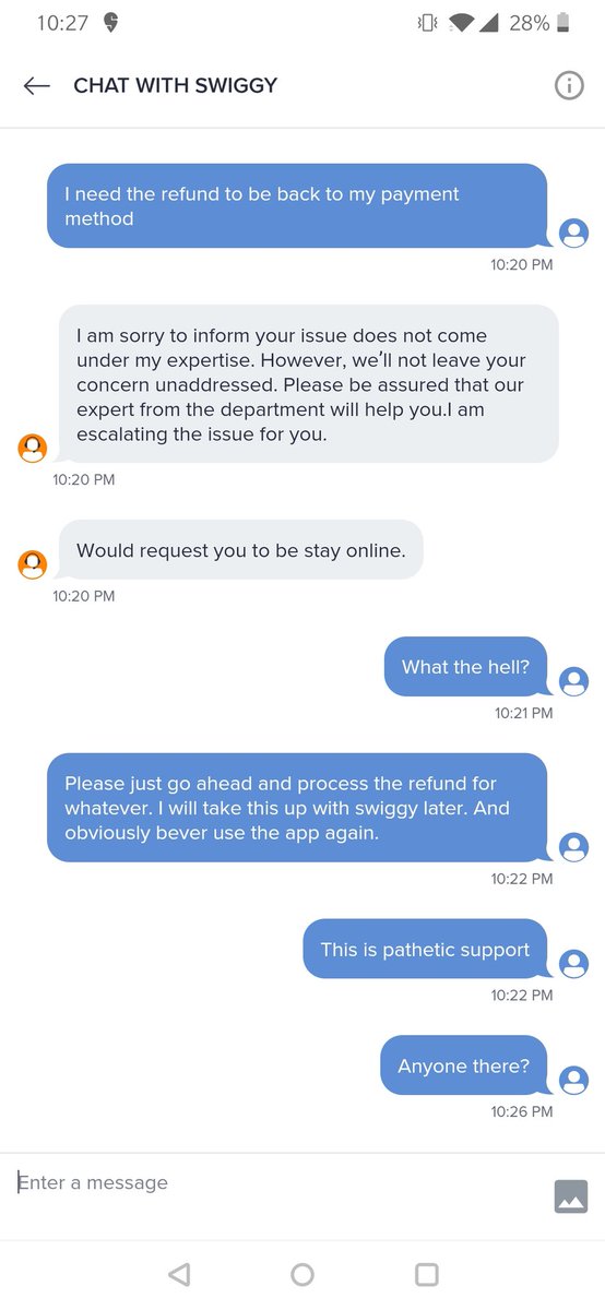 BhaskarNeti's tweet photo. @swiggy_in it's been over an hour trying to explain my order to your support and trying to get them to replace it or at least refund it. https://t.co/MpP3z8kgij