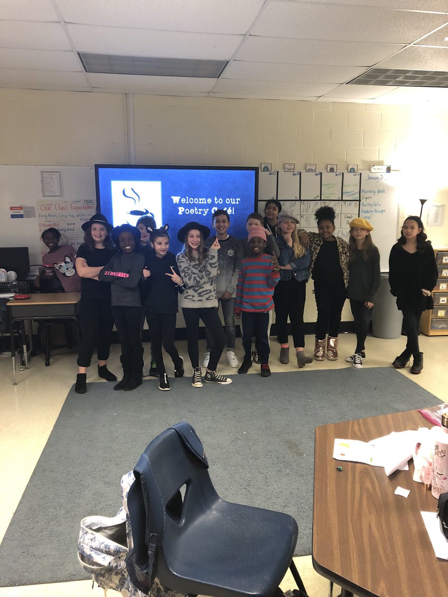 studentledroom's tweet photo. Thanks @Madison22Hill for joining us for our poetry cafe!! So fun seeing the personality of these authors come out yesterday! ☕️ https://t.co/5jW64NxvKR