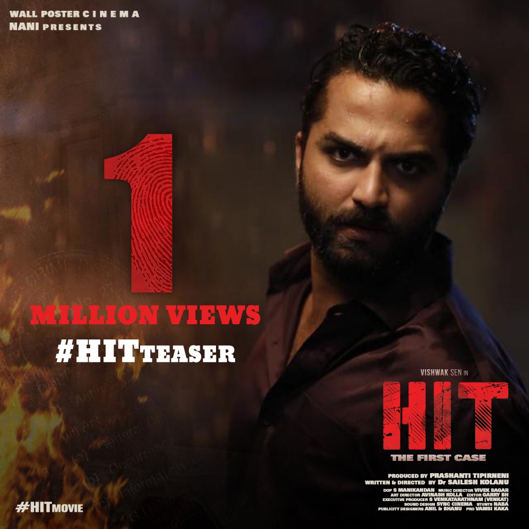 AsianCinemas_'s tweet photo. 1 Million HITs on YouTube 💥

#HitTeaser - https://t.co/4mU4CQ6H5u

#HITMovie #HIT 

#VishwakSen @iRuhaniSharma @NameisNani @KolanuSailesh @svr4446 @Garrybh88 @walpostercinema

#HITonFeb28th https://t.co/203pWHKhXC
