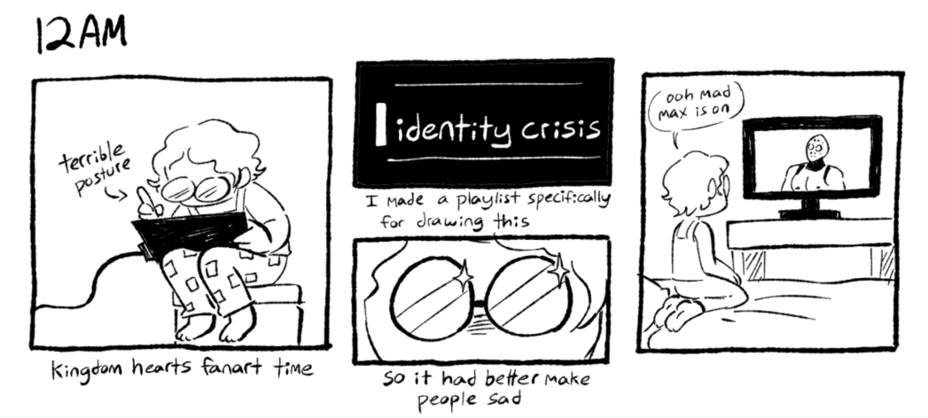 #hourlycomicday part one, mostly spent in bed 