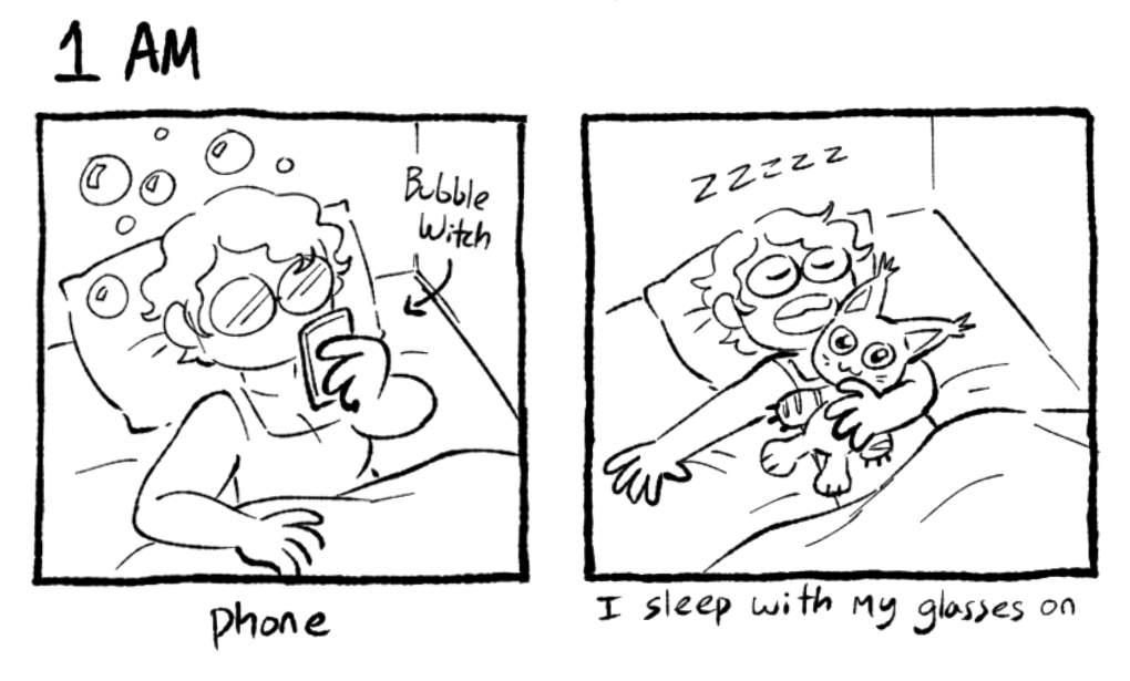 #hourlycomicday part one, mostly spent in bed 