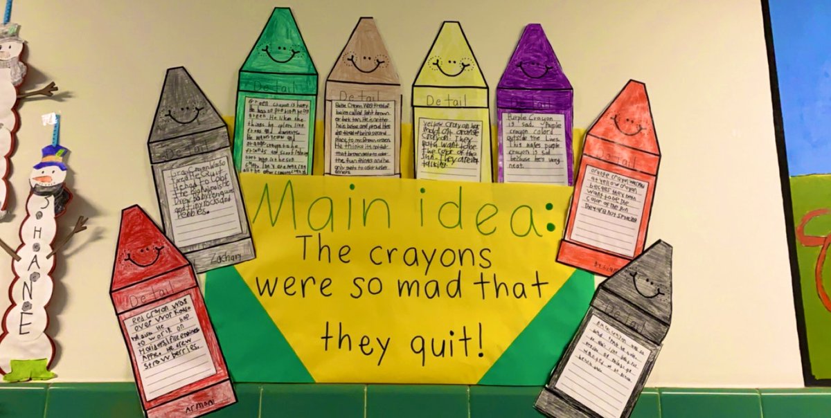 ms_shellgld's tweet photo. We had a great time learning about the main idea and supporting details of the book “The Day The Crayons Quit!” https://t.co/0nlYiyHzob
