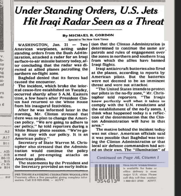 42. Began his career on day 1 by bombing Iraq!