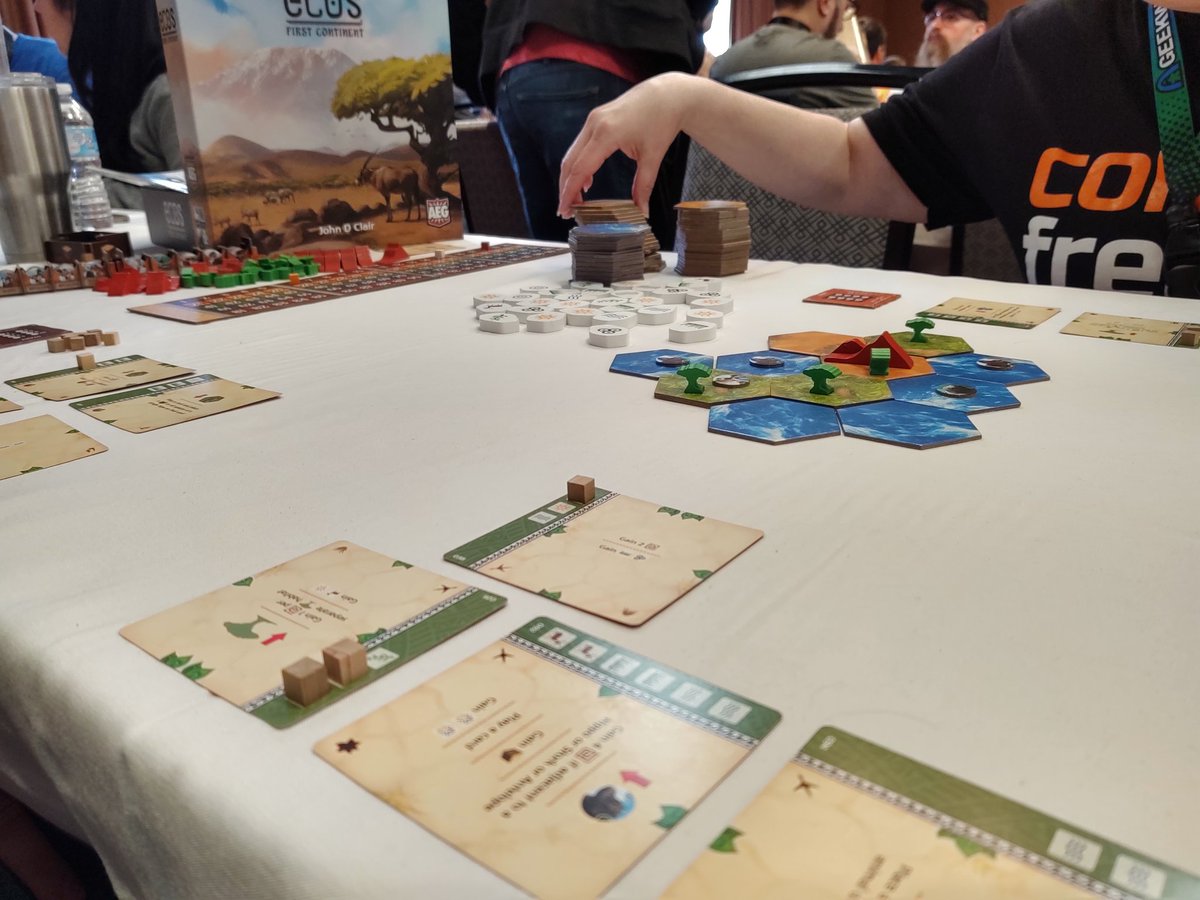 board2gether's tweet photo. Note to self... Refrain from yelling #Bingo! in a crowded gaming hall. @alderac @JohnDClair #EcosFirstContinent #boardgames
#GeekwayMini https://t.co/6PdetqPsiB