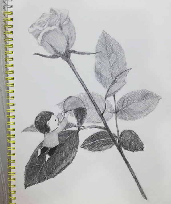 Twitter 上的 わたなべふみ 子どものイラスト 007 鉛筆書きイラスト バラとこども お花の練習 鉛筆画 T Co Avckj5ixj7 Twitter