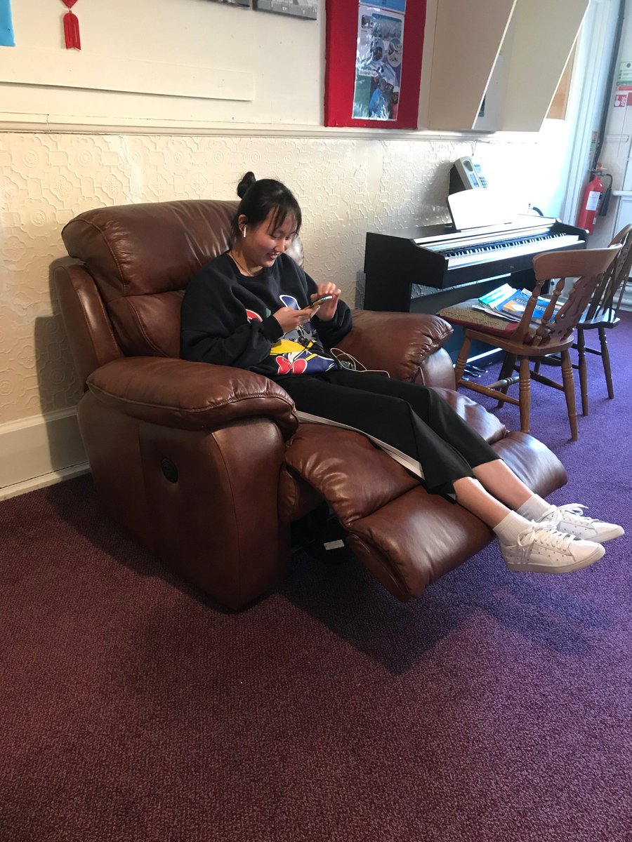 Adcote_Boarding's tweet photo. One of our Seniors enjoying our new recliner chair today whilst the juniors enjoyed a new game called beetle. #familyfun #relaxingweekends https://t.co/plx2RKVkN7
