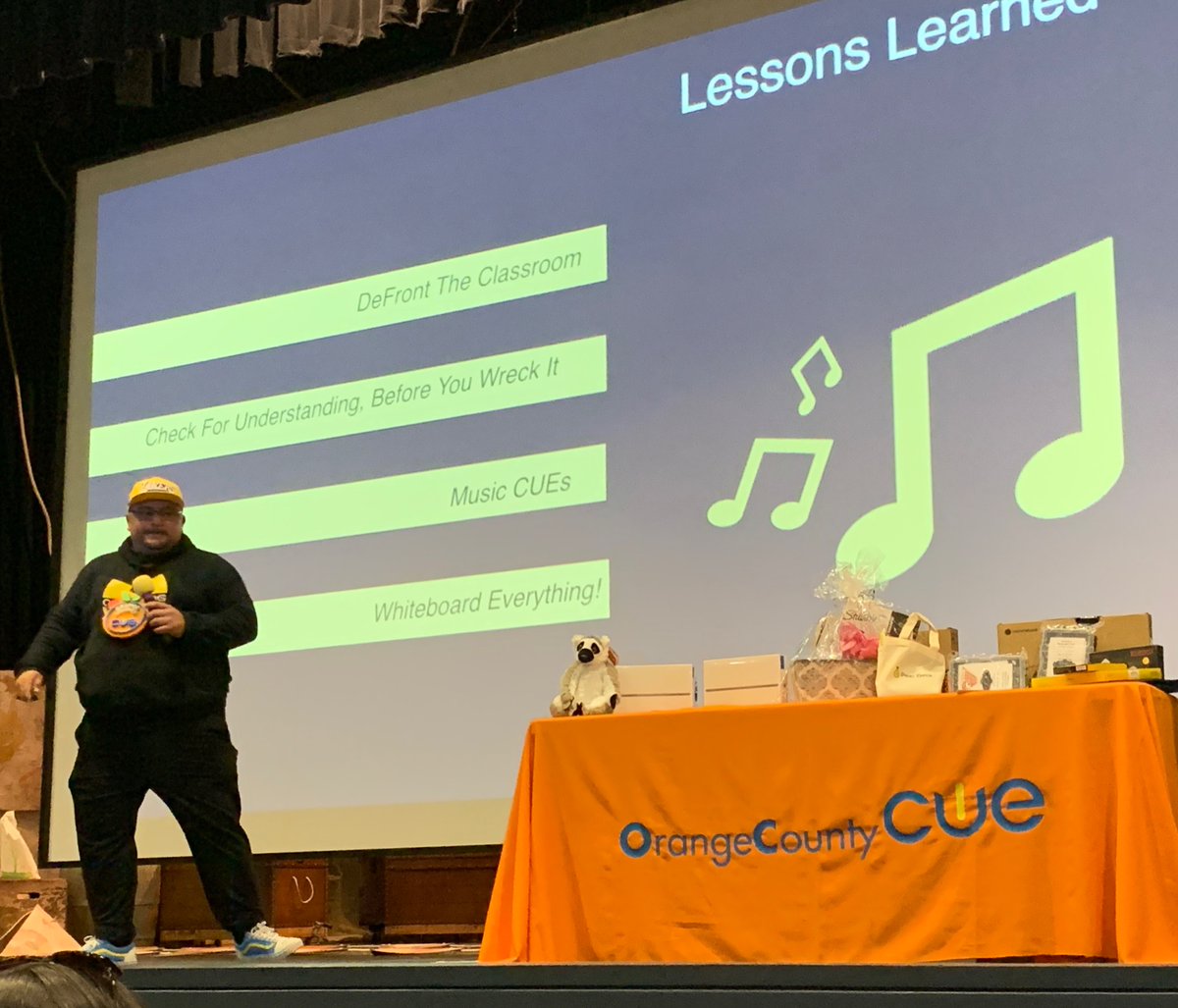 YvetteStuewe's tweet photo. Motivated to continue to explore ways to De-Front my classroom and try some music cues! Great way to kick off the day at #OCCUE2020 Tech Fest! Thank you @edcampOSjr https://t.co/Y0RbwKTYoQ