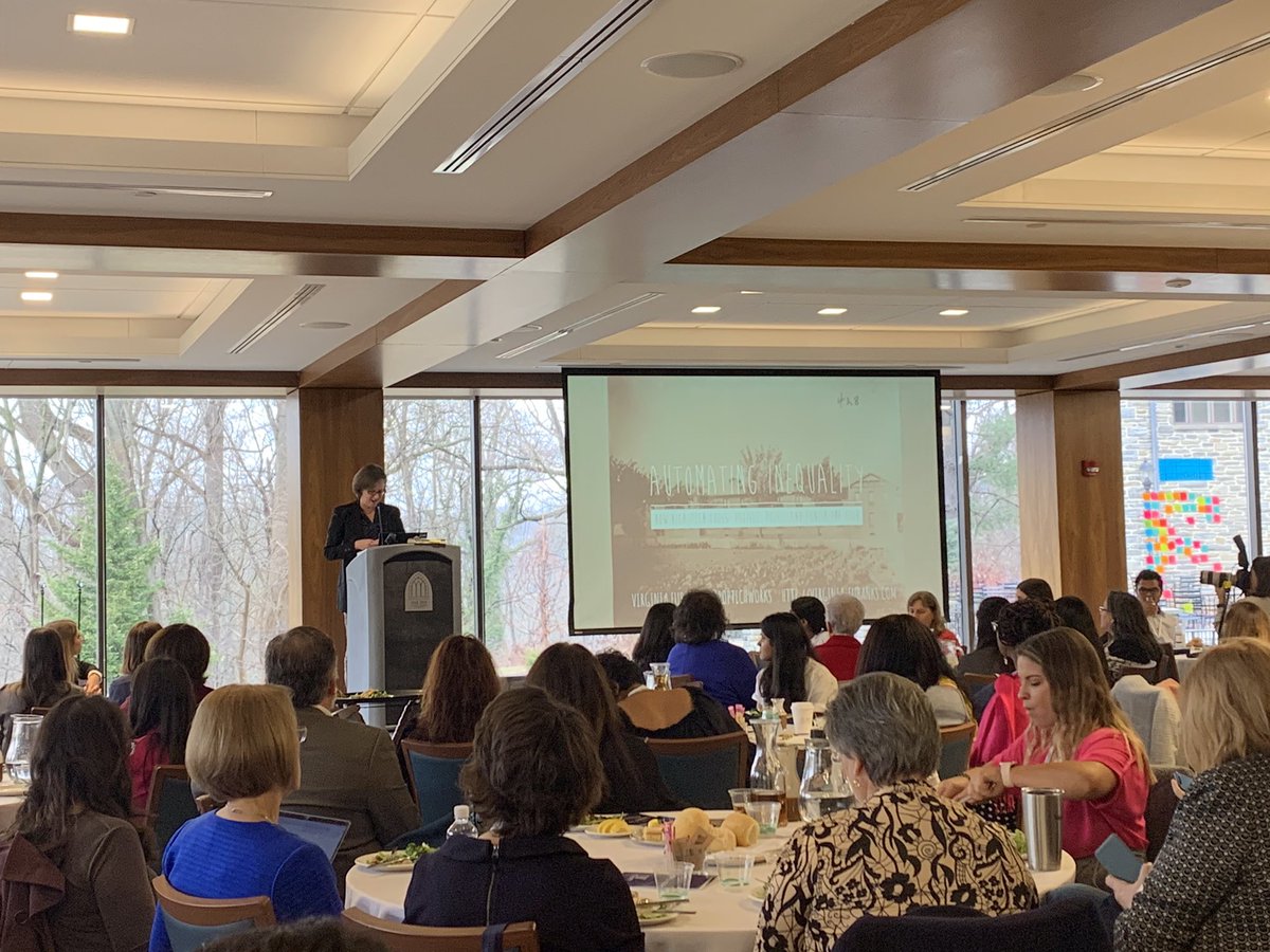 VUWomenInTech's tweet photo. We’re hearing from the amazing Virginia Eubanks, PhD at our keynote lunch! She is sharing her incredible research on technology and social justice! @poptechworks #vuwomenintech #pushlimits https://t.co/dVZ9PiuzKx
