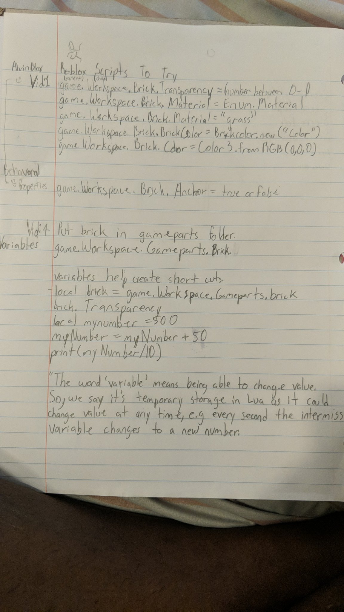 Bugg On Twitter I M Slowly Learning Lua But My Health Makes Me Zone Out Sometime But I Have A Notebook To Write Stuff Down For Later Alvinblox Really Is A Good Teacher - brickcolor to color3 roblox