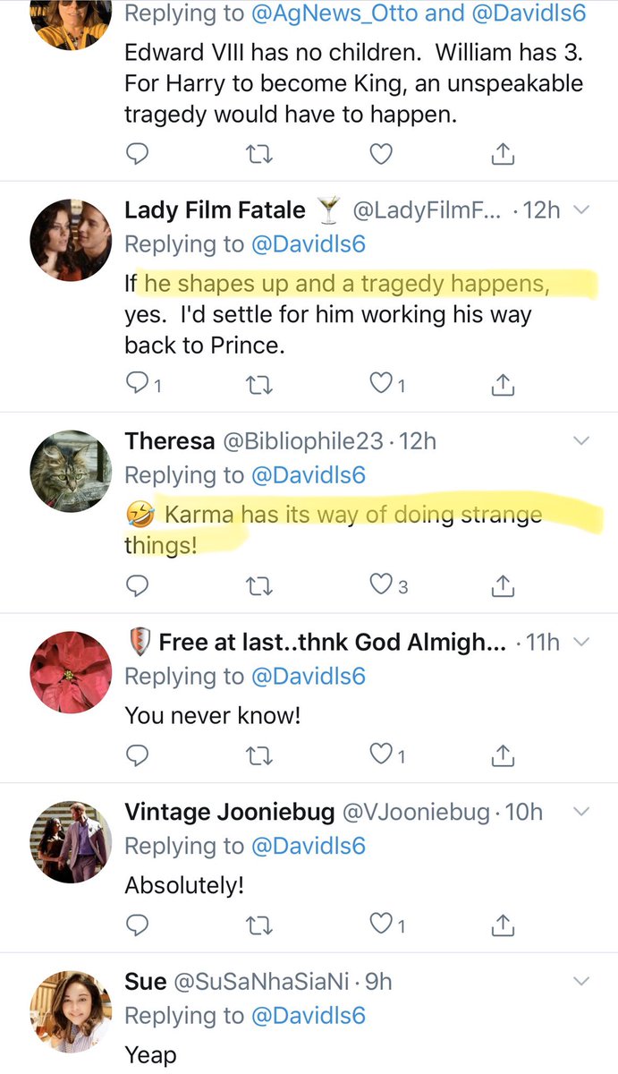 Death threats. Not to mention the tweet where someone said they’ll tell their kids Meghan is the President of GB (or something a long those lines) and her fans took to the comments to say they hope there is a crash (8/?)