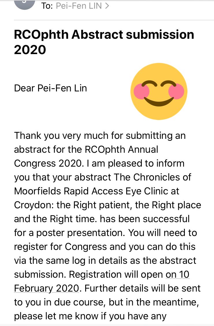 Peipeimeow's tweet photo. @Moorfields Rapid Access Clinic at #Croydon accepted as poster presentation @RCOphth #congress!
#emergencyEyeCare #transformation #vbhc #betterWaytowork https://t.co/K3WnrHcaFR