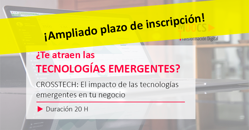 ¡Integra las nuevas tecnologías en tu negocio para marcar la diferencia! Con este mooc gratuito de #Crosstech de 20 h. de <a href="/redpuntoes/">Red.es</a> ¡Inscríbete ahora! ▶️ bit.ly/30qeGxr
#CrearFuturo #FSE #FormacionContinua