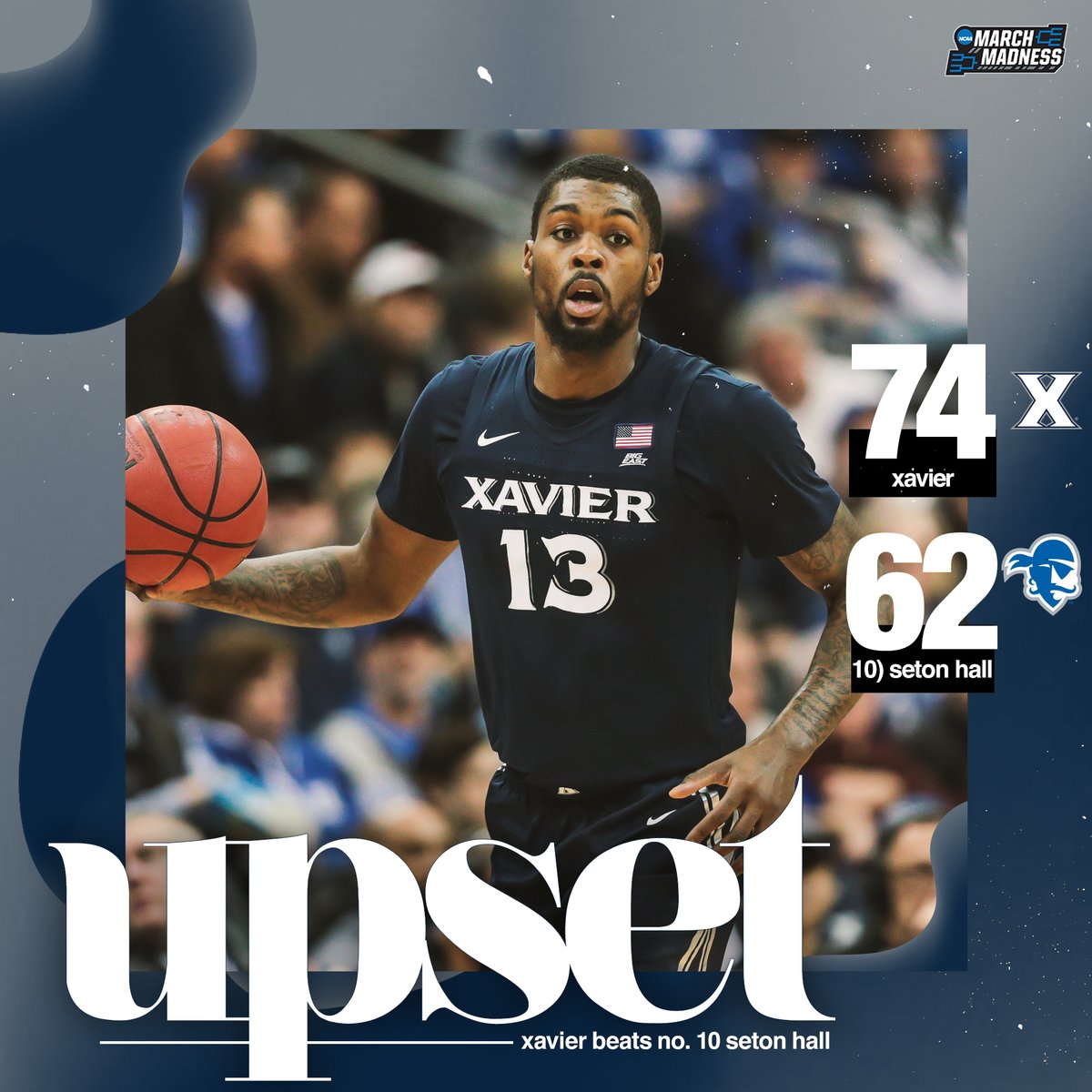 MarchMadnessMBB's tweet photo. First upset of February 👀

Xavier hands No. 10 Seton Hall its first Big East loss of the season! #LetsGoX https://t.co/2OYAtCqS9I