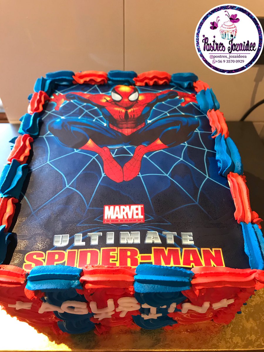 PJozaidee's tweet photo. Buenas tardes amigos les muestro una linda torta temática Spiderman 🕸 es bizcocho de vainilla relleno de frutillas cortadas con crema y ganache de chocolate y una linda foto imagen comestible! Que esperas para agendar tu torta ideal. @lopradoconecta2 @lopradoaldia https://t.co/YwXxg7pMei