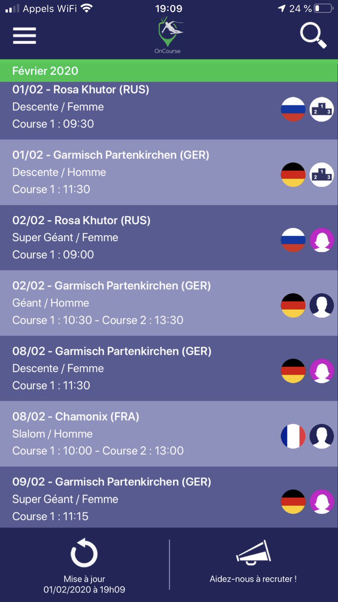 OnCourse73's tweet image. Prochaines courses à suivre avec 1807684#OnCourse #ffs #akialpin @Garmisch_