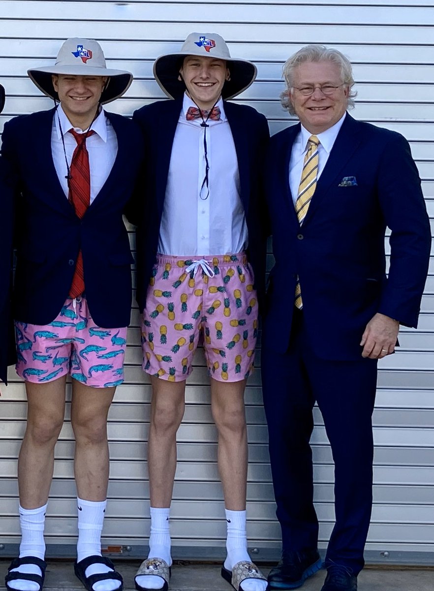 VikingLhs's tweet photo. A couple of Viking swimmers trying to look as coach as their coach at Region Finals. Sorry dudes, not happening. #ileftmypricetagon #realmenwearpinkchubbies @LamarHigh @lamarvikings https://t.co/2fHch7mBk1