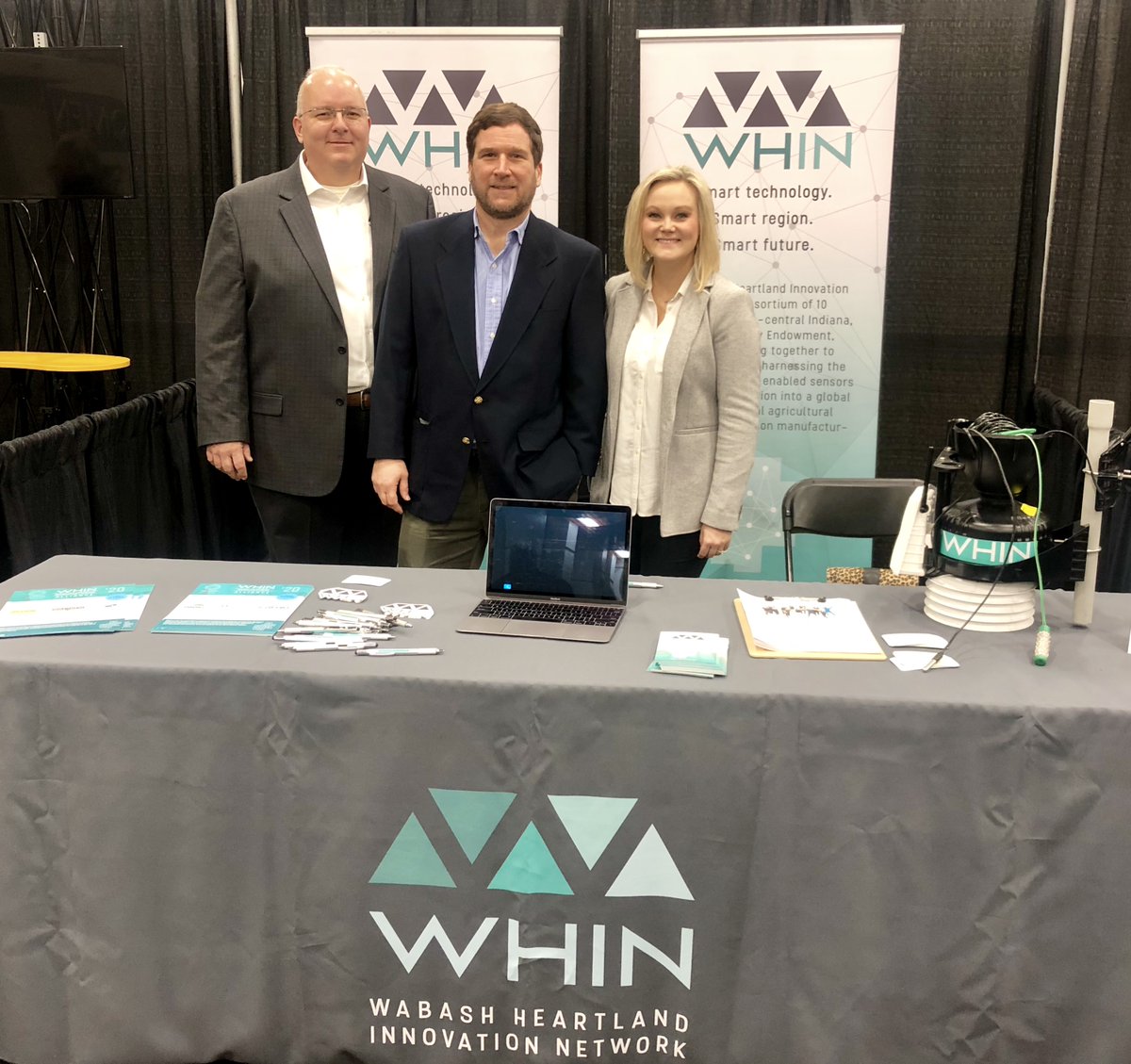 WHINnetwork's tweet photo. Staff members, Chad, Jack, and Jess, are staffing the WHIN booth at the Purdue Ag Alumni Fish Fry today. Stop by our booth to learn about all the developments happening in the Wabash Heartland Region and how you can get involved. #WHIN #DataDecagon https://t.co/bTivHSiMYa