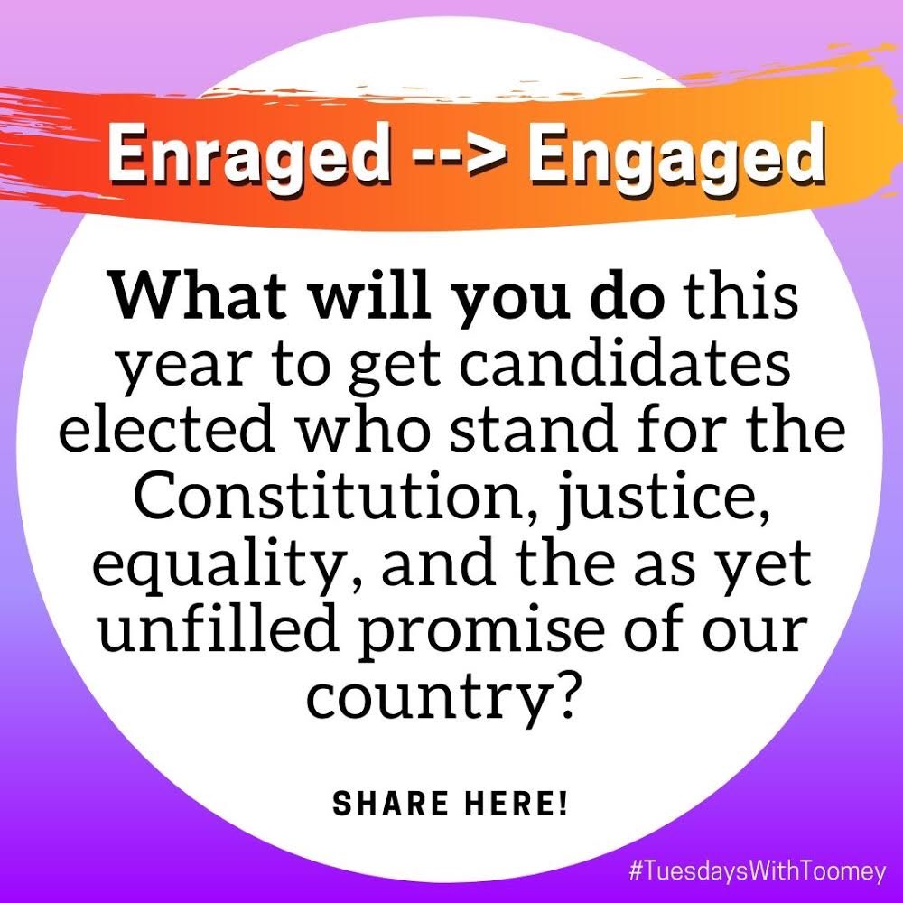 Question: ‪What will you do this year to get candidates elected who stand for the Constitution, justice, equality, and the as yet unfilled promise of our country? Comment below & we'll share at Tuesday's rally!‬